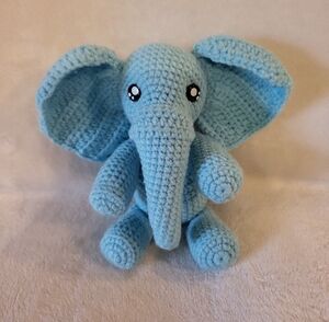 Handmade Blue Crochet Elephant Plush